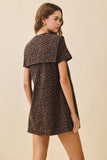 CD05553-Leopard Wash Oversized Sailor Collar Tied Dress