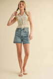 SMOCKED RUFFLE TIE FRONT TOP MTP3994