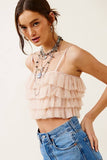 Ruffled Tulle Tiered Cropped Tank Top
