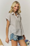 STRIPED SHORT SLEEVE BUTTON-DOWN - RET4255