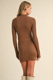 IST5189 MINI RIB KNIT SKIRT WITH SIDE SLIT AND MOCK TOP