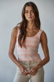 S1309N | Knit Striped Seamless Padded Tank Top