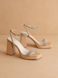 The Suva Nude | Rhinestone and Reptile Print Strappy