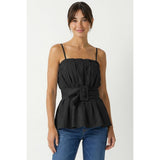 Buckle Pleated Sleeveless Top