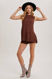 SLEEVELESS SIDE SLIT & SHORT KNIT SWEATER SET