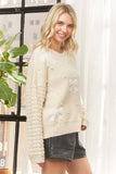 LESW4039- BOW PRINT KNIT SWEATER