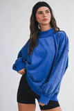 9164HK Oversized Mock Neck Washed Sweatshirt