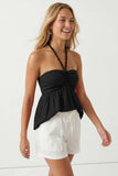 Silky Beaded Halter Top