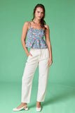 PT50197-2 - Audrey Printed Denim Bow Top