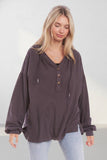 LONG PUFF SLEEVES HOODIE TUNIC TOP - RET3056PD