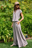R5096D  Solid Scuba Open Front Wide Leg Jumpsuit