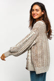 TWO TONE CABLE CHUNKYSWEATER CARDIGAN