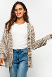 TWO TONE CABLE CHUNKYSWEATER CARDIGAN