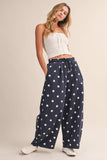 IP1506 POLKA DOT PRINTED BARREL CASUAL SWEATPANTS