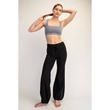 COTTON LYCRA BUBBLED FLARE PANTS