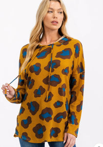 Mustard Animal Print Hoodie