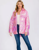 Metallic Shimmer Puffer Jacket