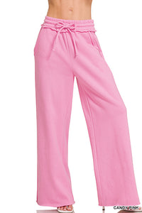 Candy Pink Wide Leg Sweatpants