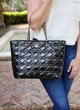 Quentin Quilted Tote-BLACK