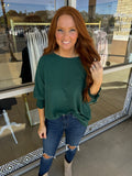 Everly Green Shirred Blouse