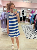 Blue And White Stripe T-Shirt Dress