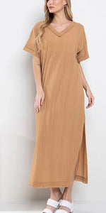 Mocha Ribbed Midi Dress