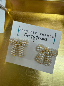 JT Pearl Bow Earrings