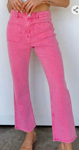 Pink Raw Hem Jeans