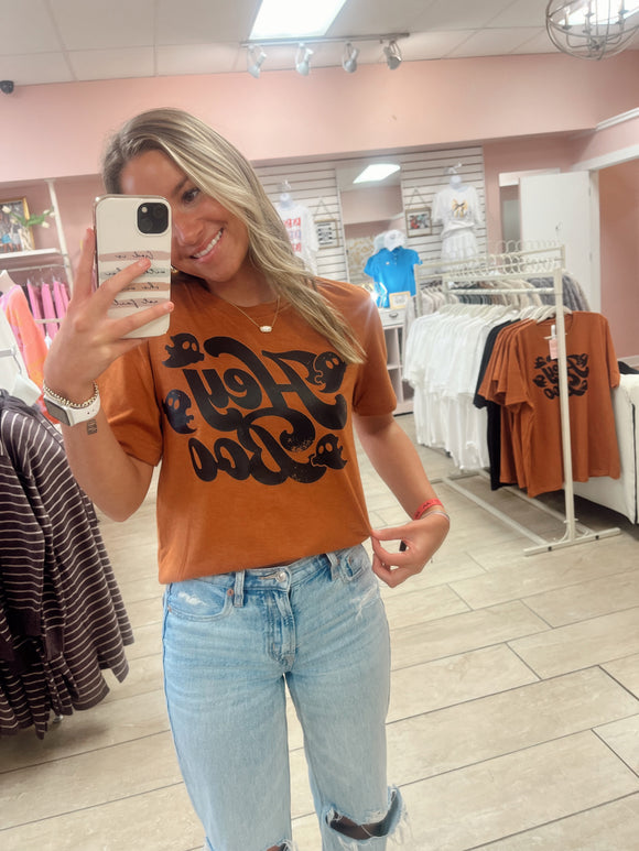 Hey Boo Burnt Orange Tee