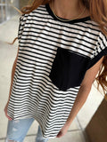 Black and White Stripe Knit Top