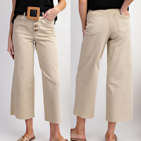 Stone Khaki Wide Leg Bottoms