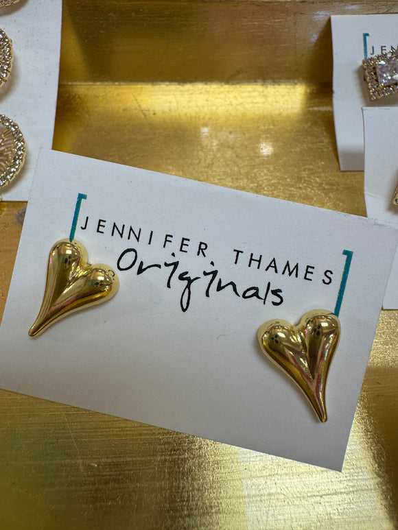 JT Gold Heart Studs