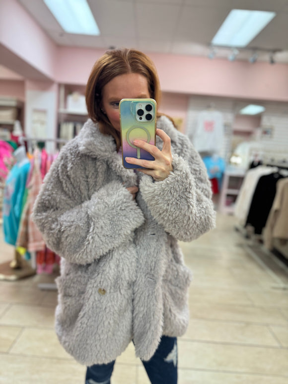 Light Grey Sherpa Coat