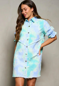 Tie Dye Button Up Dress