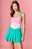 Colorblock Frill Strap Active Dress