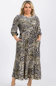 Zebra Print Midi Dress