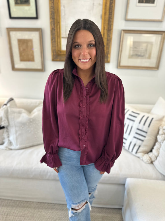 Plum Button Down Blouse