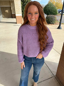 LAVENDER LONG SLEEVE KNIT PULLOVER SWEATER