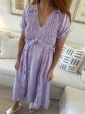 Lavender Short Puff Midi Dress