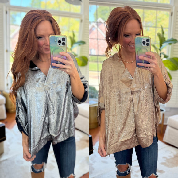 Metallic Oversized Top