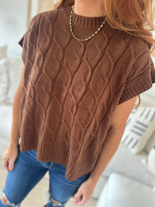 Chestnut Oversizd Cable Knit Top