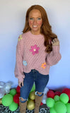 Flower Appliqué Sweater