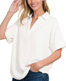 The Staci Collared Top Off White