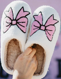 Fuzzy Bow Slippers