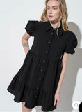 Mollie Puff Sleeve Dress-Black