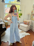 Exposed Seam Denim Overalls