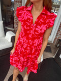 Red Mix Ruffle Dress