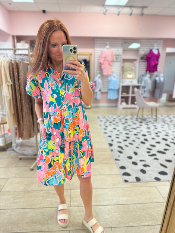 Camila Green Floral Dress