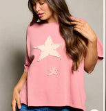 Peach Star Patch Top