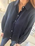 Navy Button Up Blouse